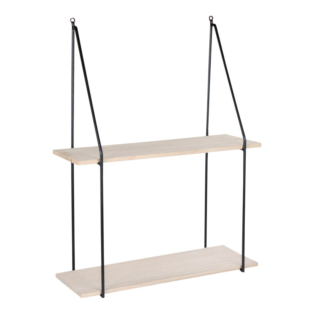 Farbe Haag – Wandregal, Stahl & Paulownia-Holz, schwarz/natur, 55 × 21 × 72 cm